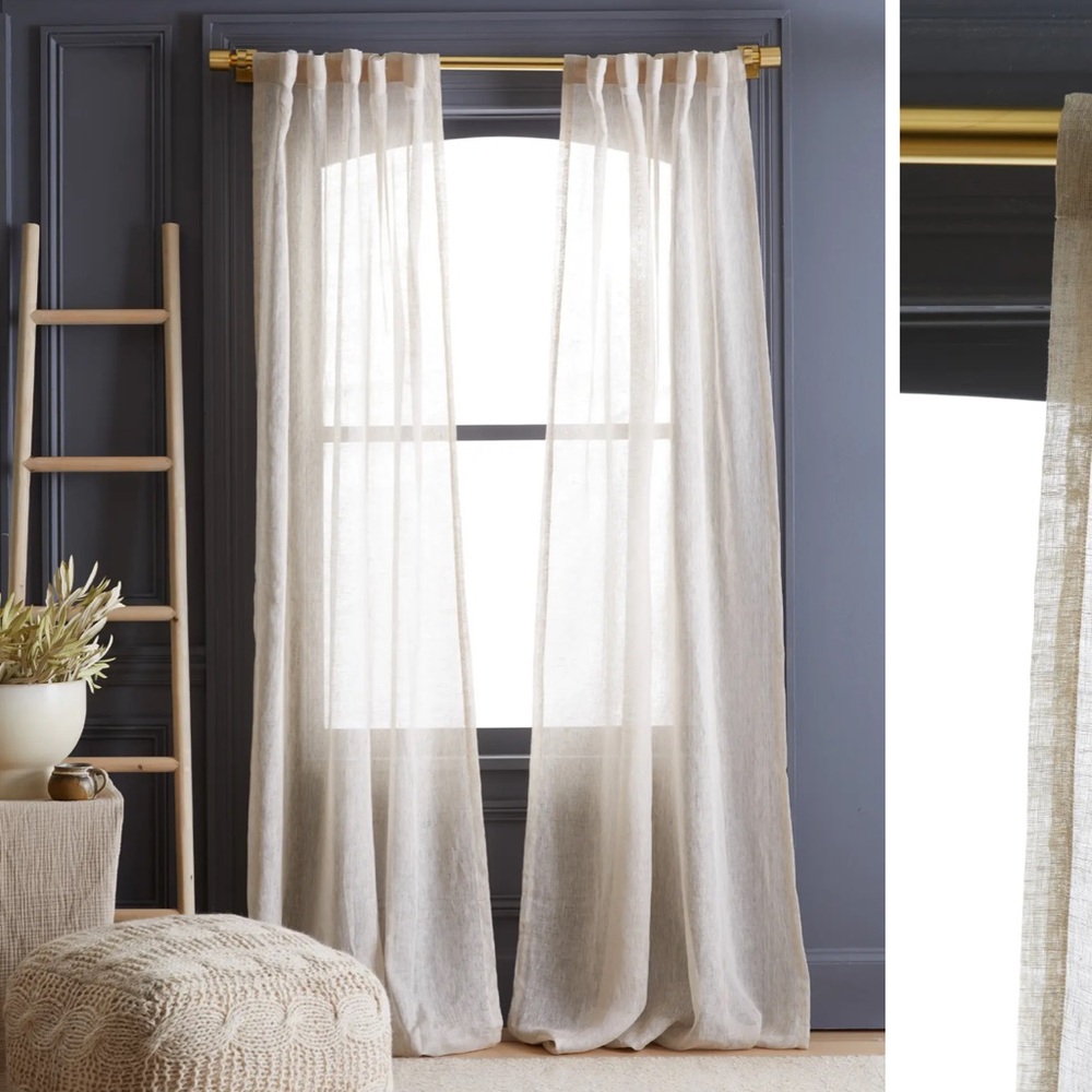 COPY - NWOT QUINCE 48x96 European Linen Sheer Curtain Flax (2 panels)